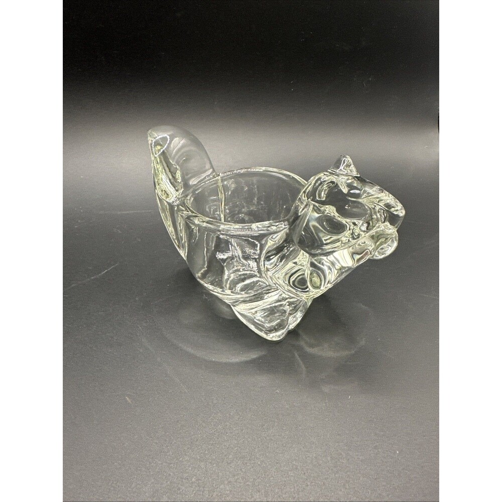 Vintage Avon Clear Glass Squirrel Votive Candle Holder Toothpicks Trinkets